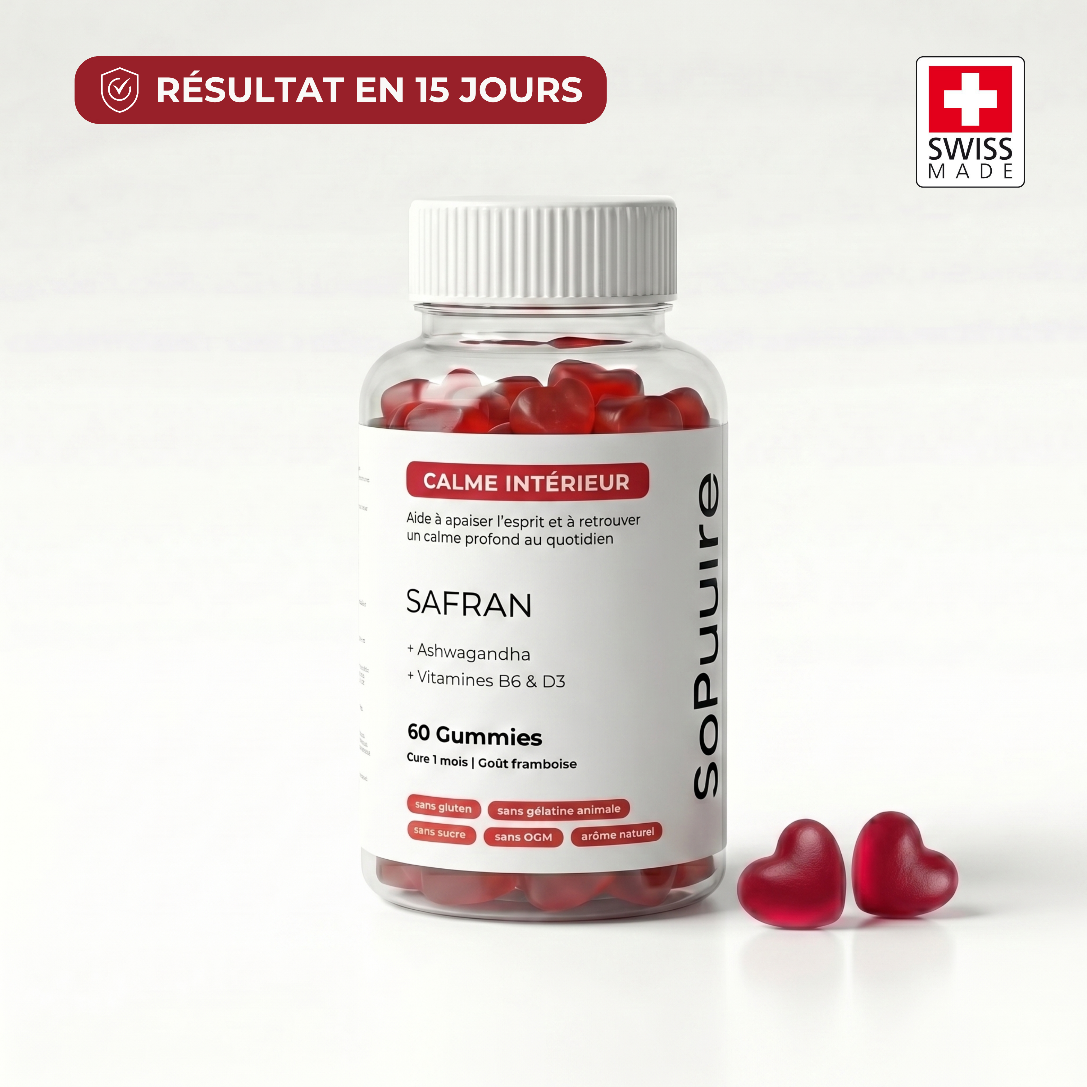 Gummies calme Intérieur au safran goût framboise
