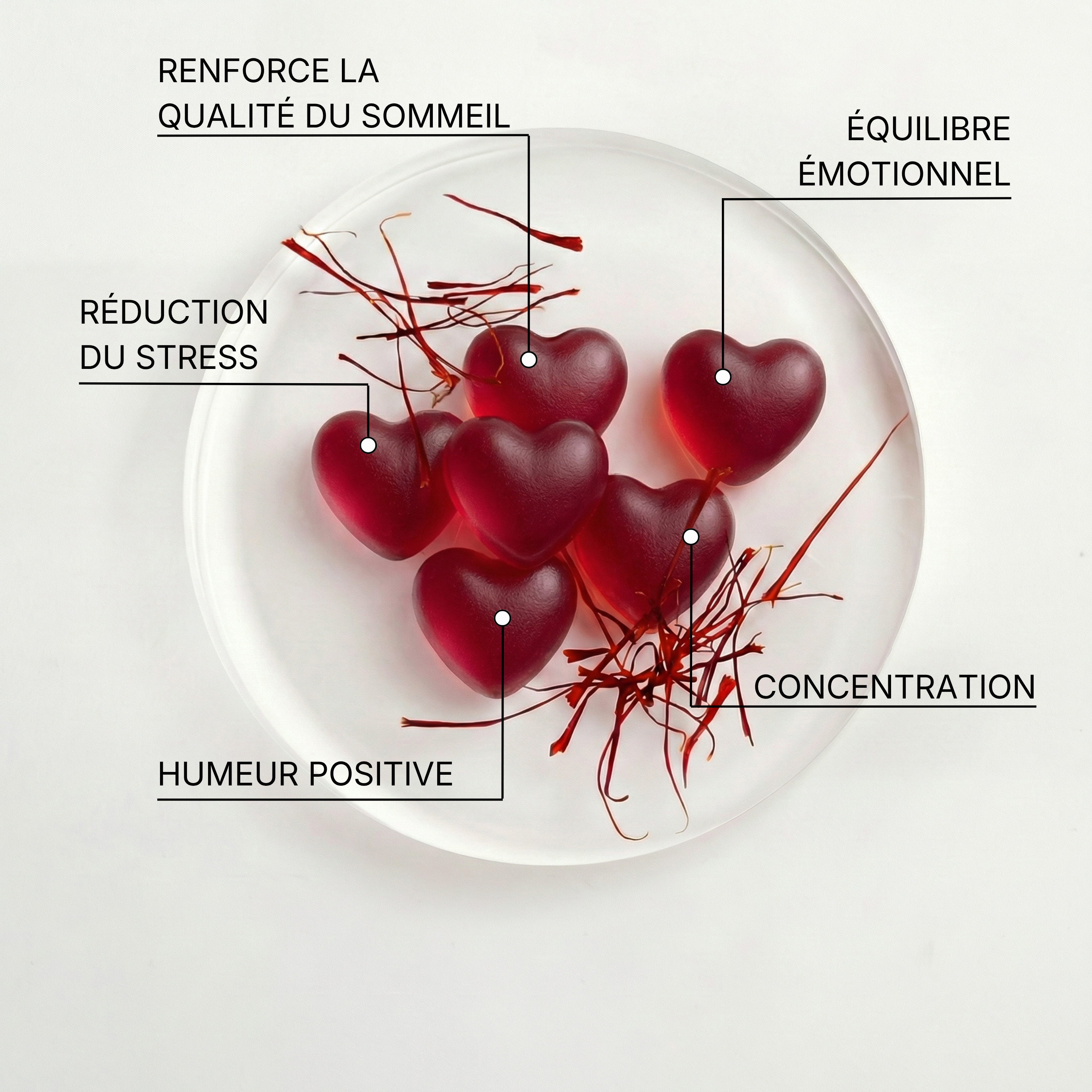 Gummies calme Intérieur au safran goût framboise