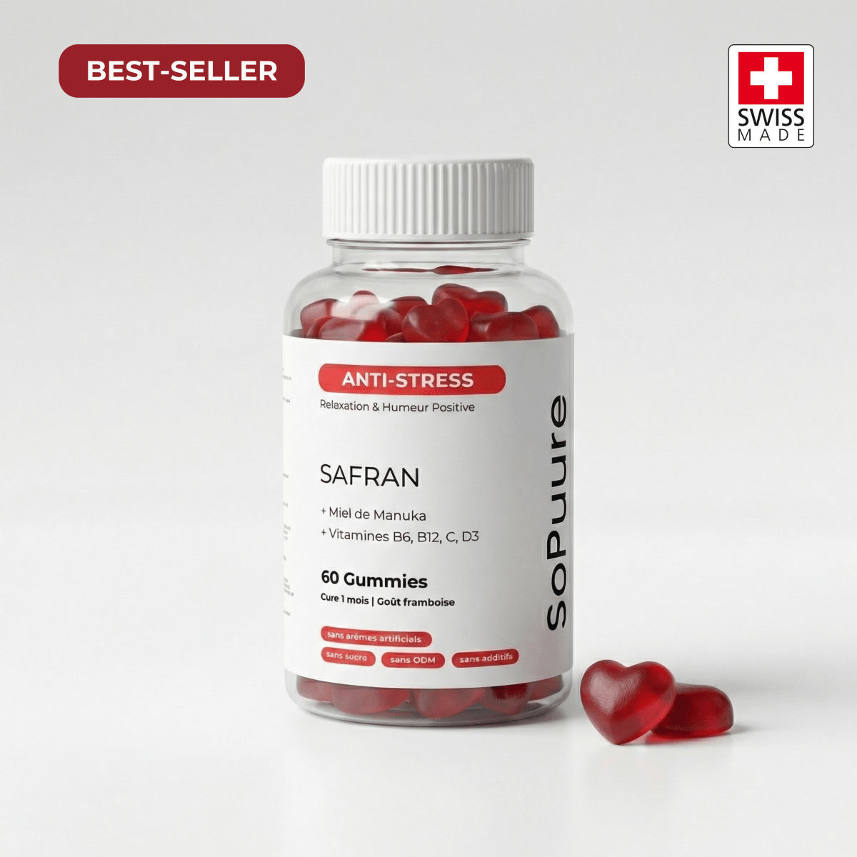 Gummies anti - stress au safran goût framboise - SoPuure