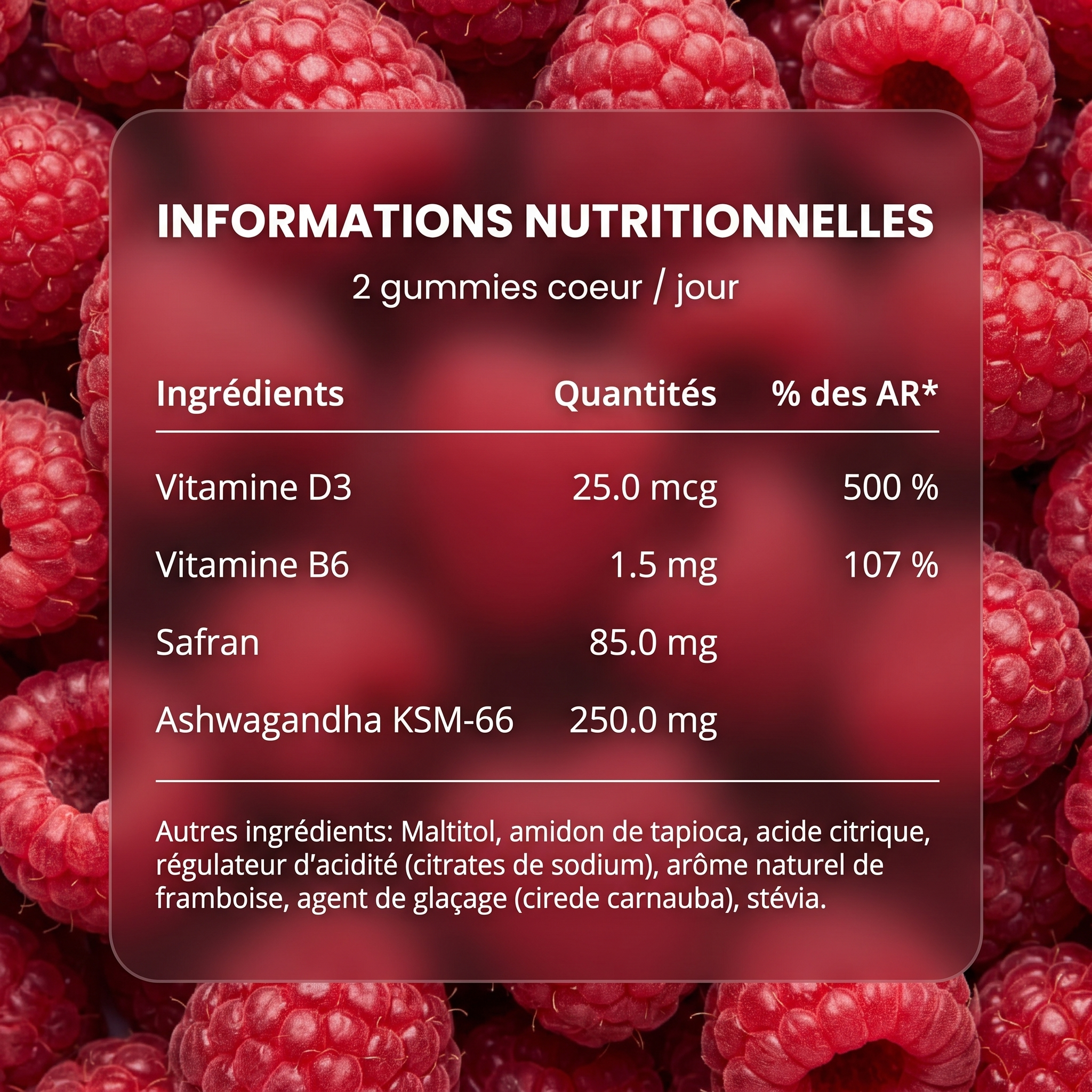 Gummies calme Intérieur au safran goût framboise - Seeets whikers